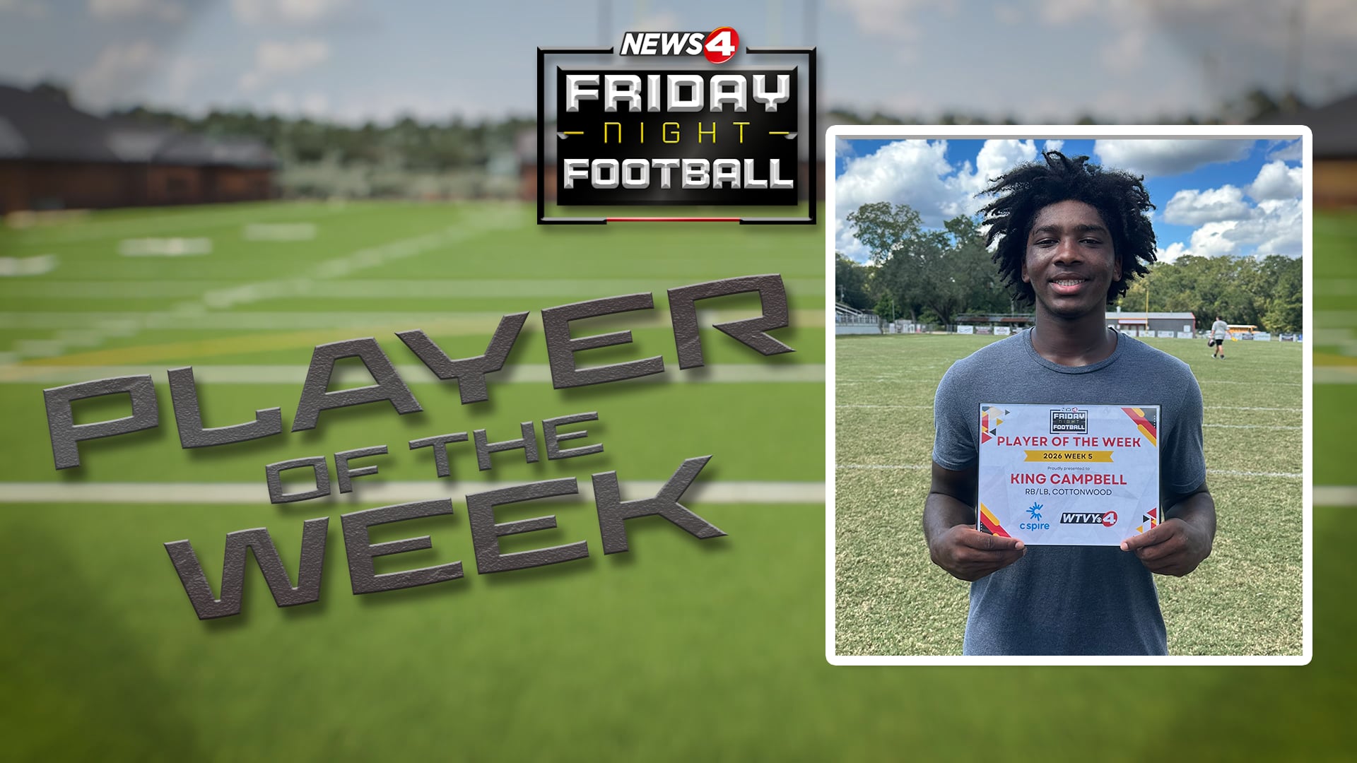 Cottonwood High School’s King Campbell Named Week 5 Football Player of the Week