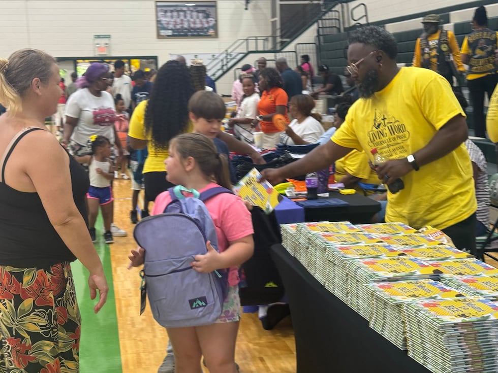 Backpacks and school supplies were handed out during the Back-to-School Jamboree, along with...