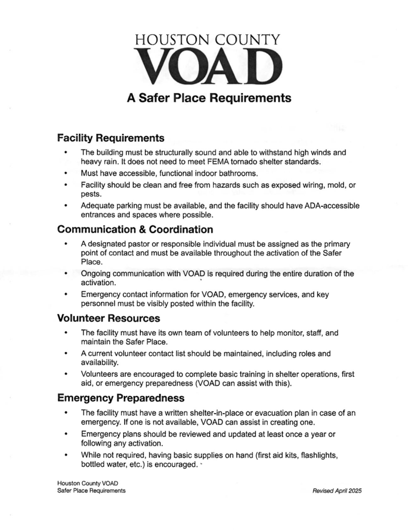 Voad Houston County VOAD working to secure ‘Safer Places’ during severe ...