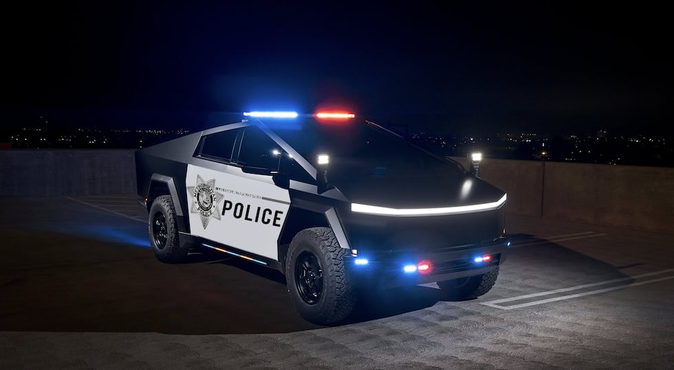The LVMPD sheriff touted the safety that the Cybertrucks will provide, as seen in this rendering.