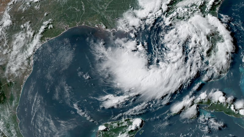 This satellite image from the National Oceanic and Atmospheric Administration shows a tropical...
