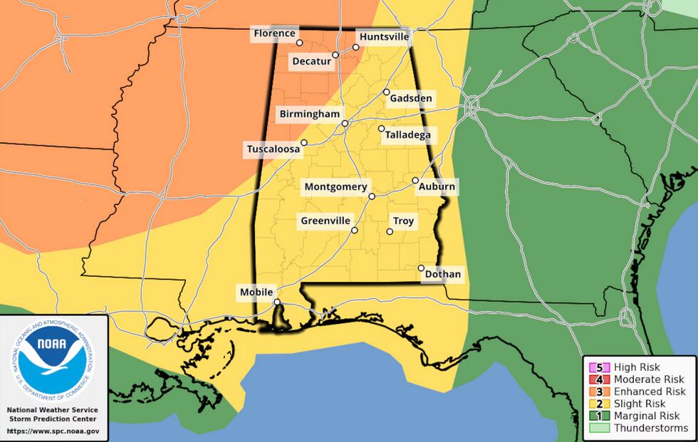 Alabama Hazard Ranking Graph Here we go again. Another batch of storms are headed our way.