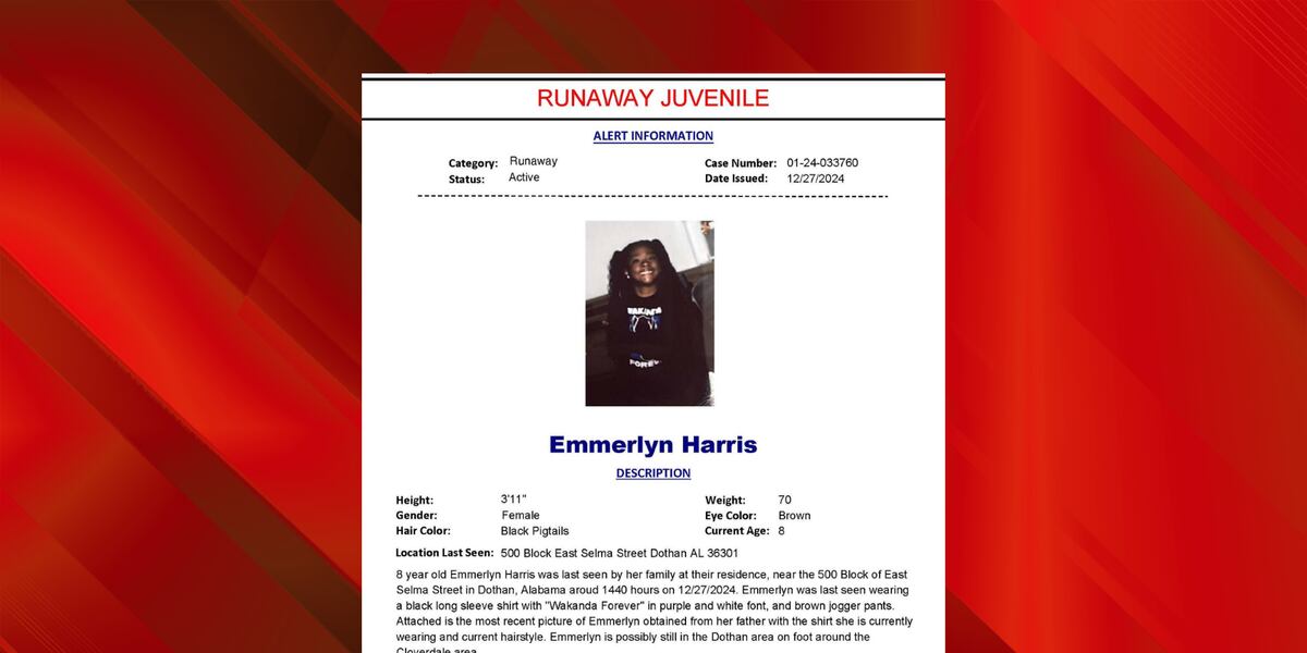 Missing 8 year old Girl Found Safe In Dothan Police Say Missing 8 year old girl found safe in dothan police say