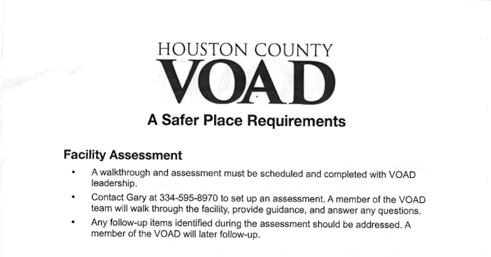 Voad Houston County VOAD working to secure ‘Safer Places’ during severe ...